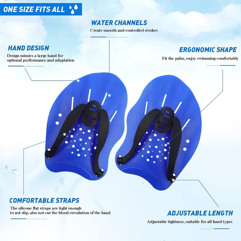 Grstltd Swimming Paddles for Hands, Swimming Training Hand Paddles with Adjustable Straps, Swim Paddles for Adult Children Unisex Professional Swimming Accessories - 1 Pair - Image 3